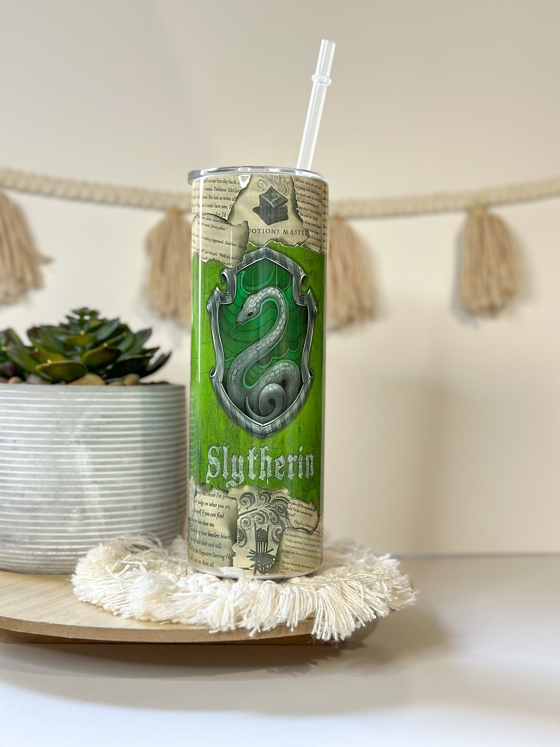 Harry Potter Slytherin 20 oz Insulated cup straw NEW BPA Free Sequin double  wall